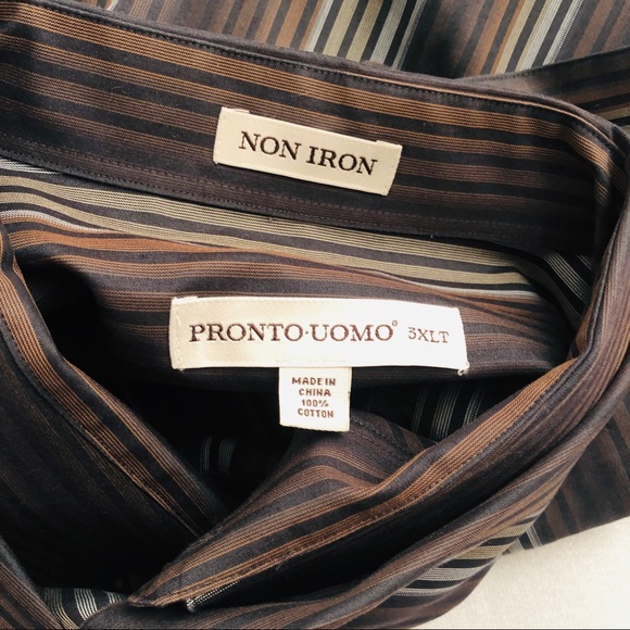 Pronto Uomo | Shirts | Pronto Uomo Brown Striped Button Down Shirt 3xlt ...